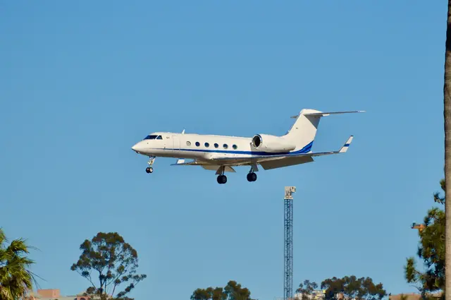 Charter jet on final approach