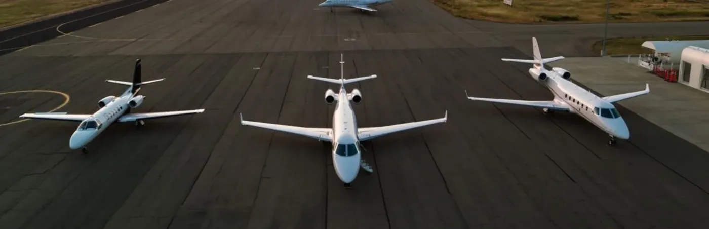 Managed business jet parked on the ramp